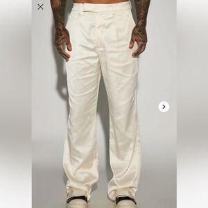 Cream Satin Relaxed Trousers